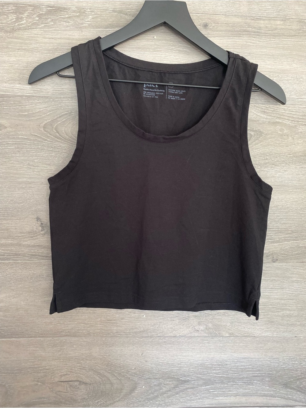 Pact Organic Cotton Scoop Neck Crop Tank Black